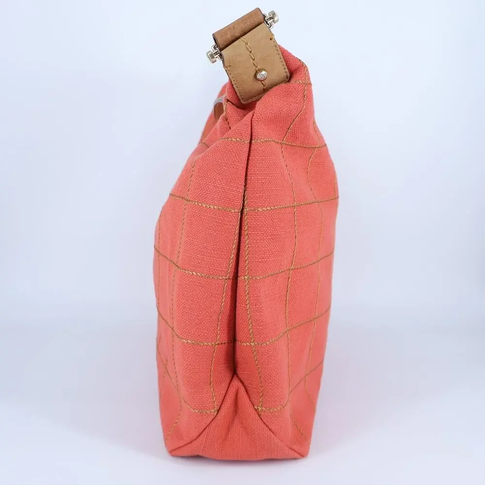 Liz Claiborne Canvas Hobo Shoulder Bag Coral and Tan Vintage Y2K